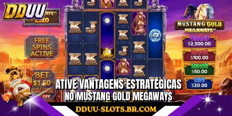 Ative vantagens estratégicas no Mustang Gold Megaways
